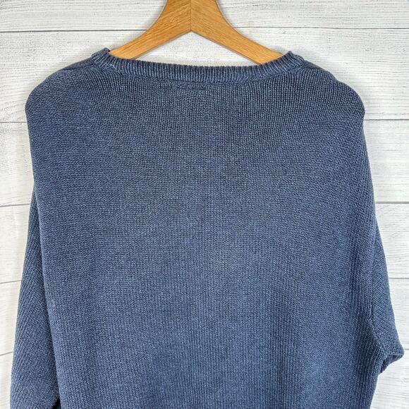 Kavu Mens size Large Cotton Long Sleeve V Neck Knit Sweater Blue - Picture 6 of 9